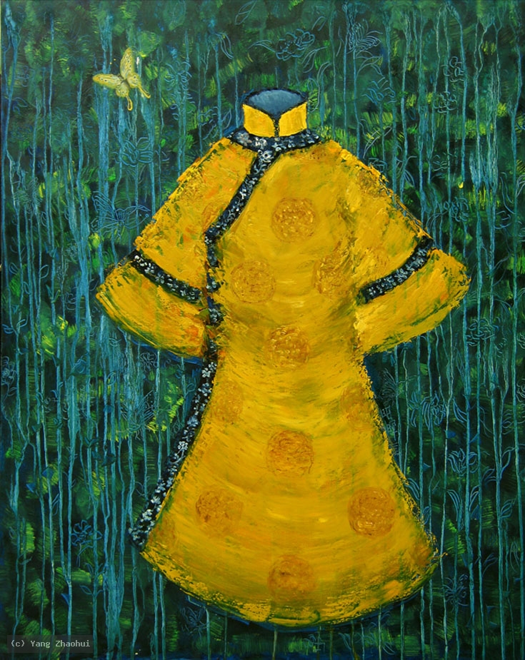 Artist Yang Zhaohui, Artist Zhaohui Yang, Artist Zhao hui Yang, Yang Zhaohui artwork, China contemporary art, original artwork, original painting, Chinese robe, still life, oil painting, acrylic paint