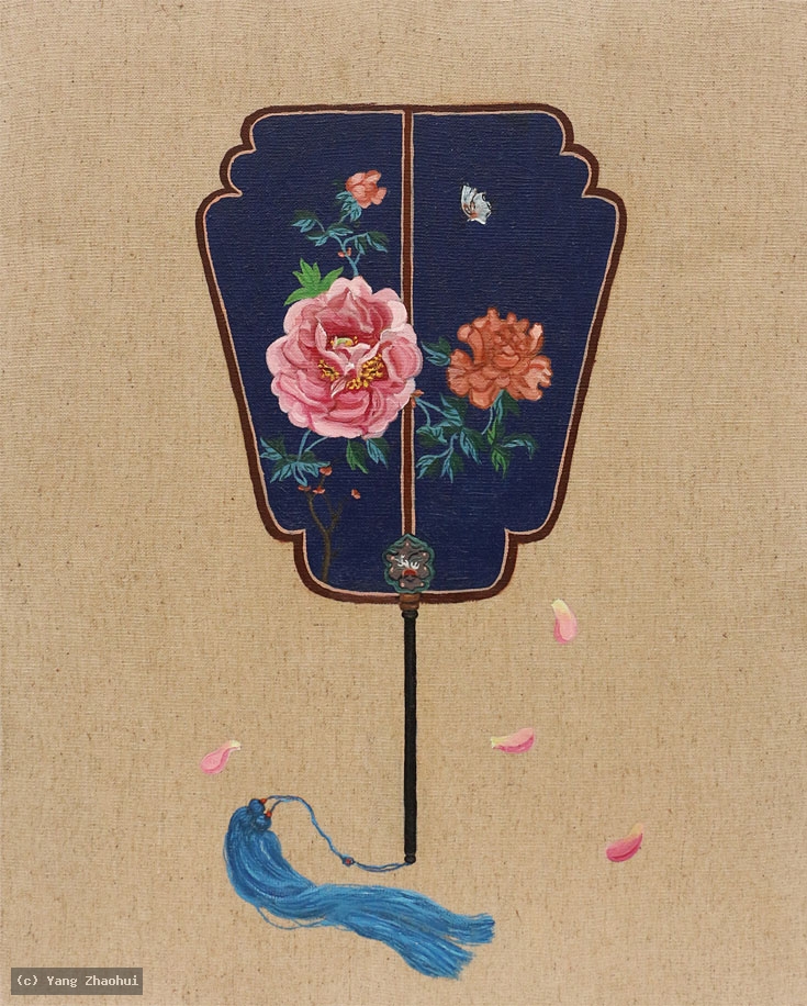 Artist Yang Zhaohui, Artist Zhaohui Yang, Artist Zhao hui Yang, Yang Zhaohui artwork, China contemporary art, original artwork, original painting, Chinese robe, still life, oil painting, acrylic paint