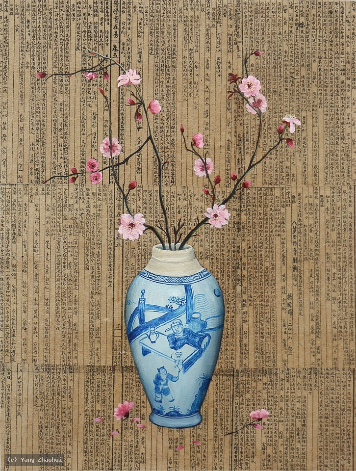 Artist Yang Zhaohui, Artist Zhaohui Yang, Artist Zhao hui Yang, Yang Zhaohui artwork, China contemporary art, original artwork, original painting, Chinese robe, still life, oil painting, acrylic paint