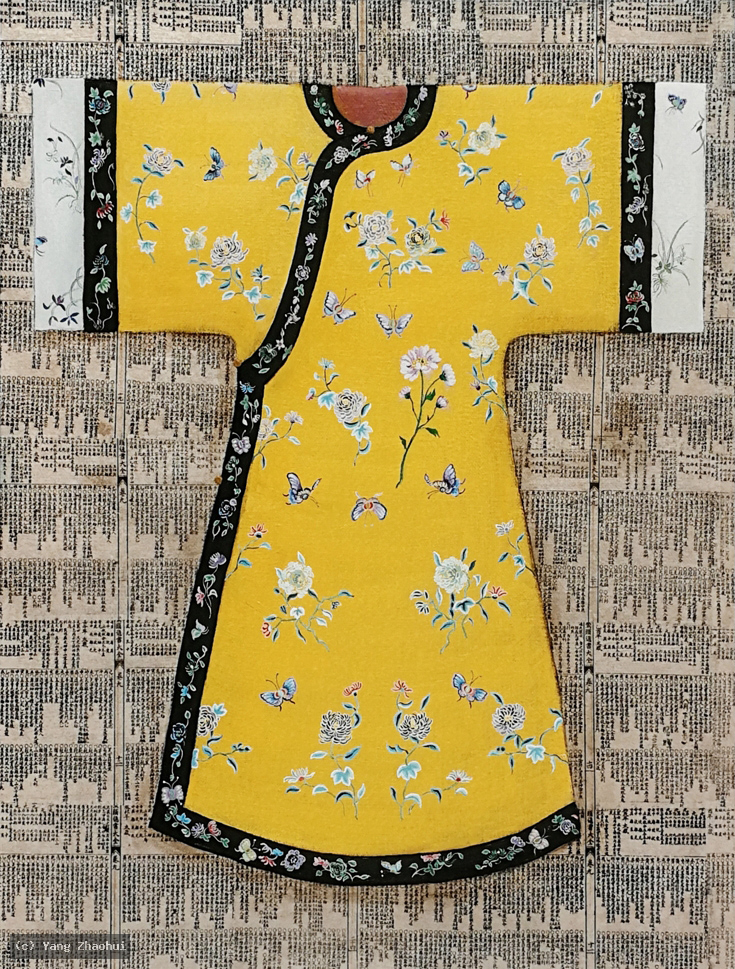 Artist Yang Zhaohui, Artist Zhaohui Yang, Artist Zhao hui Yang, Yang Zhaohui artwork, China contemporary art, original artwork, original painting, Chinese robe, still life, oil painting, acrylic paint