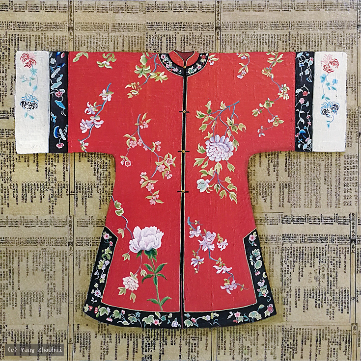 Artist Yang Zhaohui, Artist Zhaohui Yang, Artist Zhao hui Yang, Yang Zhaohui artwork, China contemporary art, original artwork, original painting, Chinese robe, still life, oil painting, acrylic paint