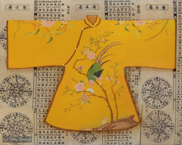 Artist Yang Zhaohui, Artist Zhaohui Yang, Artist Zhao hui Yang, Yang Zhaohui artwork, China contemporary art, original artwork, original painting, Chinese robe, still life, oil painting, acrylic paint